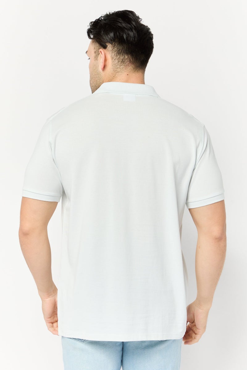 Celio Men Regular Fit Solid Shot Sleeve Polo Shirt, Light Blue - Image 4